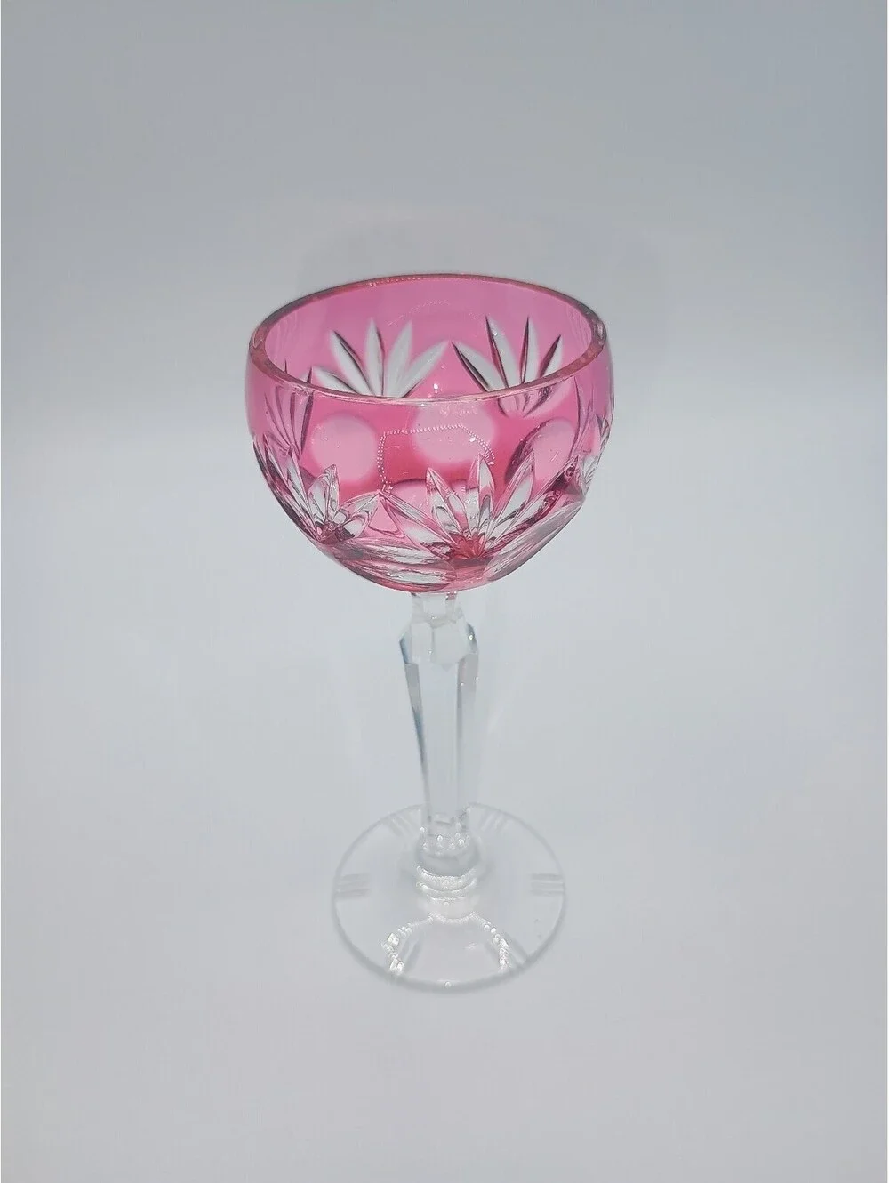 Cut to Clear Cranberry Cordial Annahutte Glasses  Bavarian 4-1/2